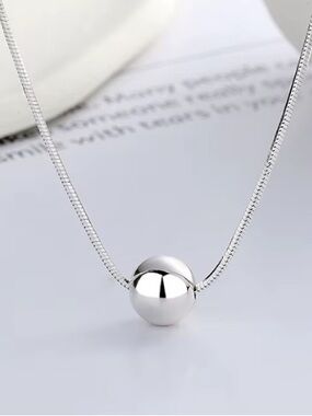925 Sterling Silver Round Bead Necklace - Classic Minimalist